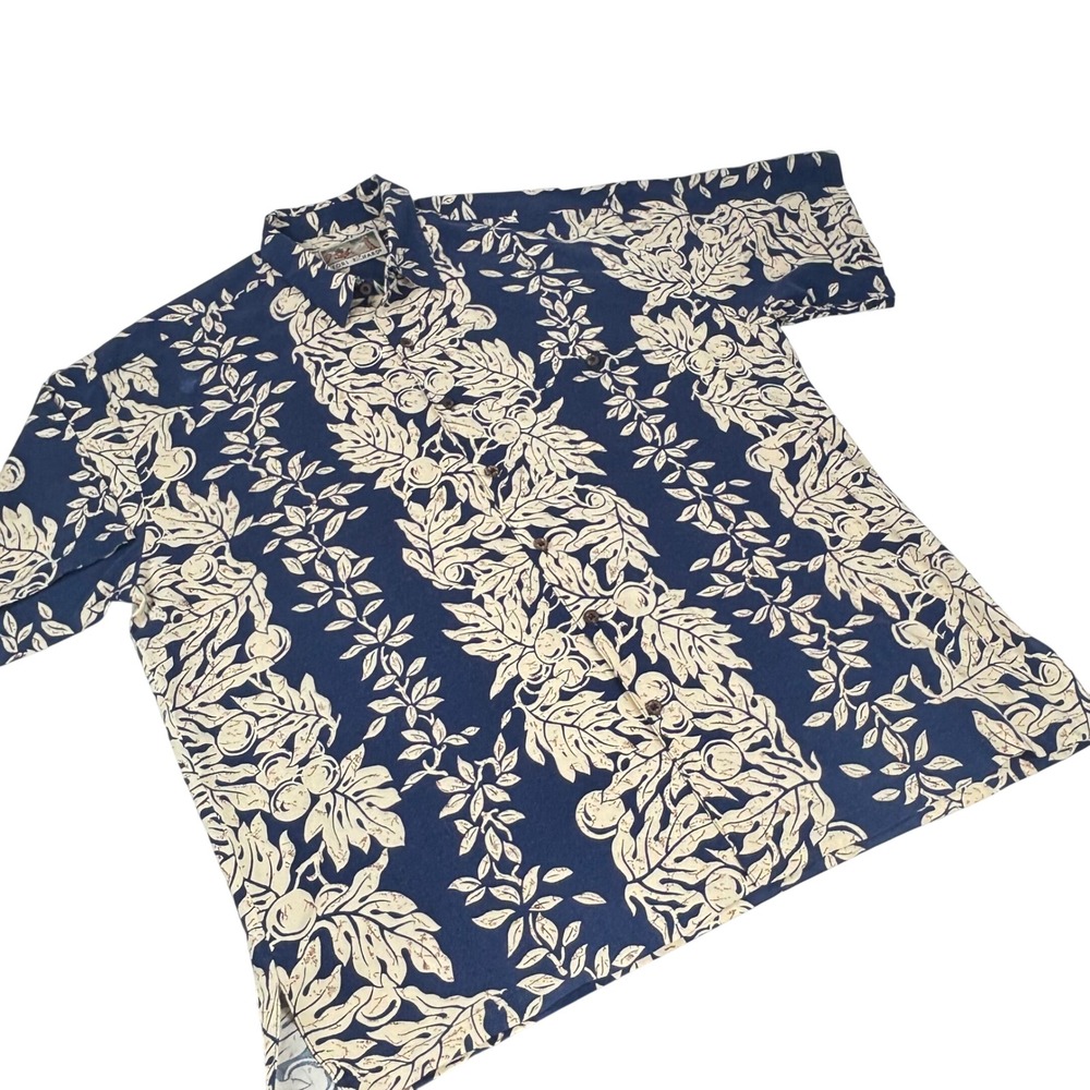 VTG Tori Richard Hawaiian Shirt Camp Mens XL Blue Tropical Floral Button Down